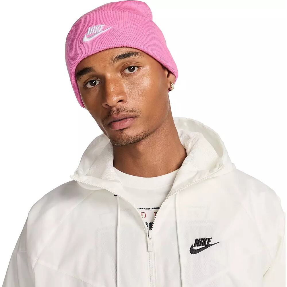 NIKE Move to Zero Cuff Pink/ White  Swoosh Beanie Winter Hat OS Men Women
